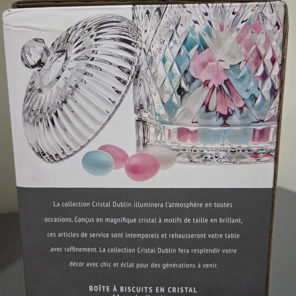 Godinger Crystal Dublin Collection Biscuit Barrel Storage Canister Jar - Picture 5 of 5